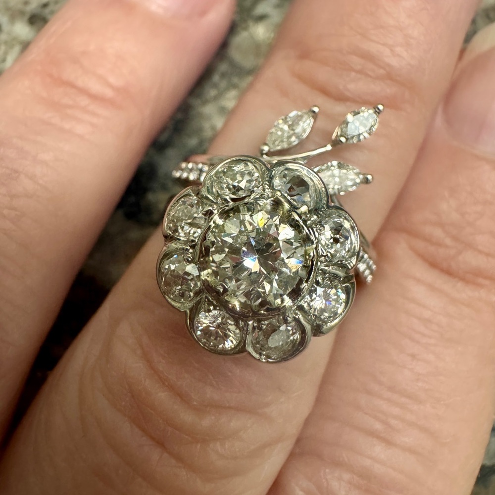 ALL NATURAL DIAMONDS! Vintage Diamond Ring PLUS Diamond Accent Band.